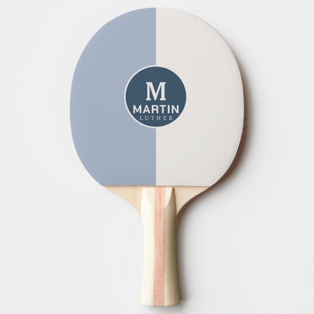 Modern Personlig Namn White Blue Pingisracket (Framsidan)