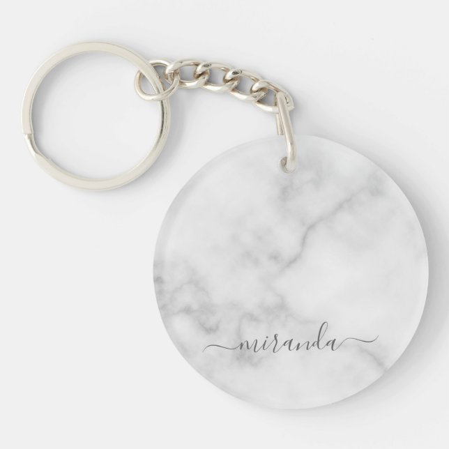 Modern Personlig Namn White Marble (Framsidan)
