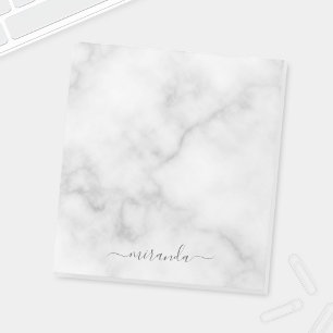 Modern Personlig Namn White Marble Anteckningsblock