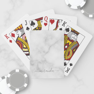 Modern Personlig Namn White Marble Casinokort