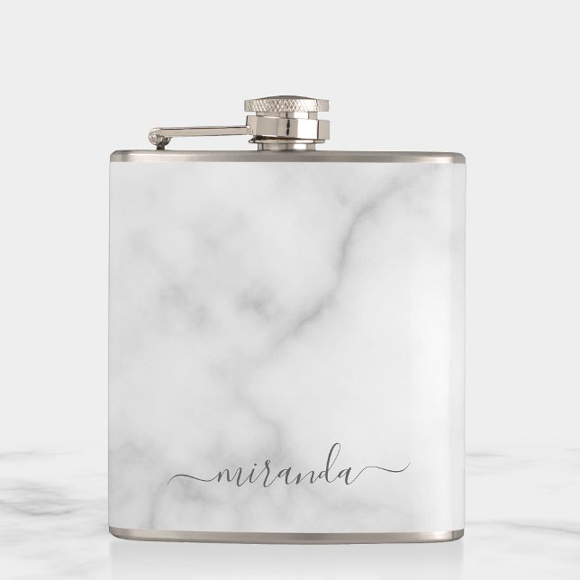 Modern Personlig Namn White Marble Fickplunta (Skapare uppladdad)