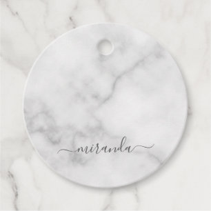 Modern Personlig Namn White Marble Gåvor Etiketter