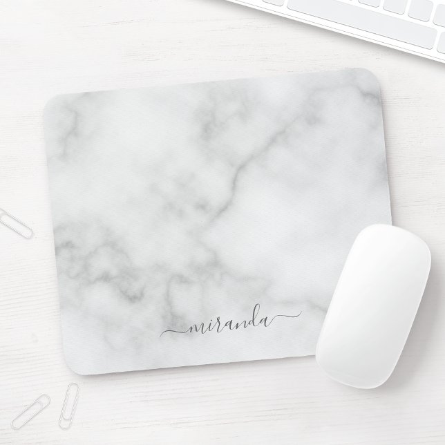Modern Personlig Namn White Marble Musmatta (Skapare uppladdad)