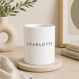 Modern personlig namngiven vit kaffemugg
