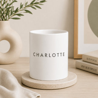 Modern personlig namngiven vit kaffemugg