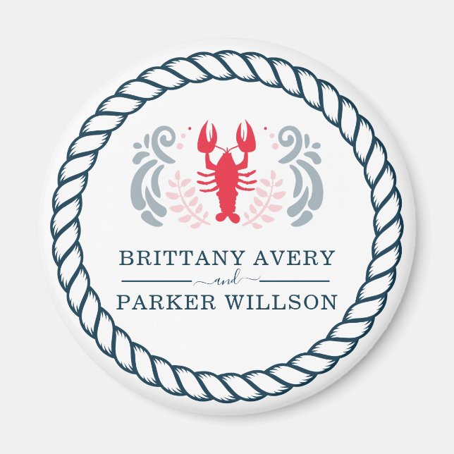 Modern Personlig Nautical Bröllop Magnet (Framsidan)