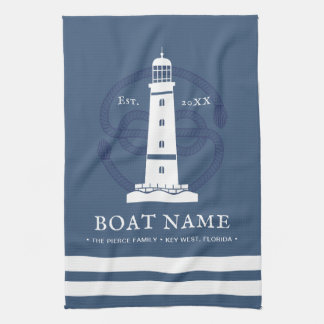 Modern Personlig Nautical fyr Boat Namn Kökshandduk