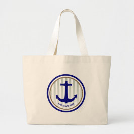 Modern Personlig Nautical Navy Blue Anchor Jumbo Tygkasse