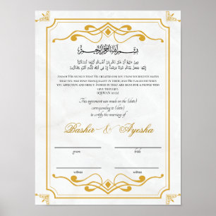 Modern Personlig Nikkah Giftermål certifikat Poster