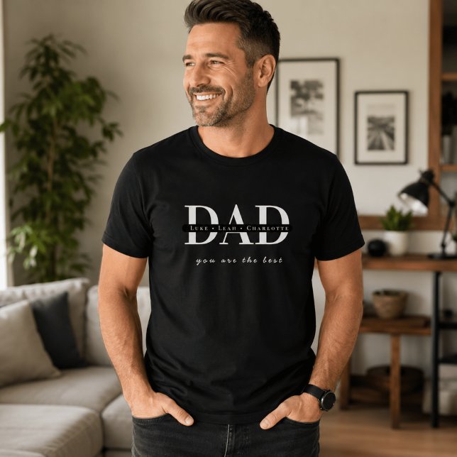 Modern personlig Pappa svart t-shirt (Skapare uppladdad)