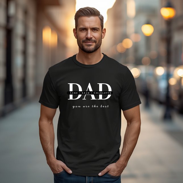 Modern personlig Pappa svart t-shirt (Skapare uppladdad)