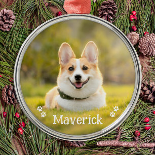 Modern Personlig Pet-Hund-foto med enkel Snyggt Julgransprydnad Metall