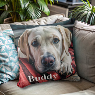 Modern Personlig Pet Photo Namn Hund älskare Kudde