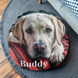 Modern Personlig Pet Photo Namn Hund älskare Rund Kudde