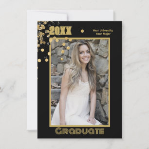 Modern Personlig Photo Black Guld Sparkles Inbjudningar