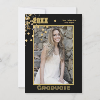 Modern Personlig Photo Black Guld Sparkles Inbjudningar