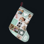 Modern Personlig Photo Collage Keepsaké Liten Julstrumpa<br><div class="desc">En vacker julklapp i personligen som innehåller 10 foton som du kan välja mellan och som kan lägga till din egen text, namn och en början. En vacker design för din julprat eller underbara keepsakpresenter för dina vänner och din familj. Anpassa bara texten och bilderna så att de blir egna....</div>