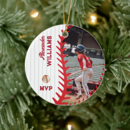 Modern PERSONLIG Photo Round Softball Baseball Julgransprydnad Keramik