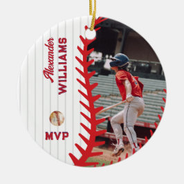 Modern PERSONLIG Photo Round Softball Baseball Julgransprydnad Keramik