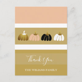 Modern Personlig Pumpkins in Black, White, Guld Helg Vykort