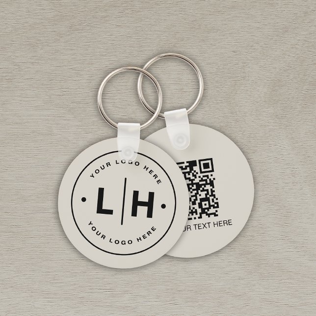 Modern Personlig QR Logotyp Business Nyckelring (Modern Custom Logo Business QR code Promotional Keychain by MINTIC DESIGN STUDIO)