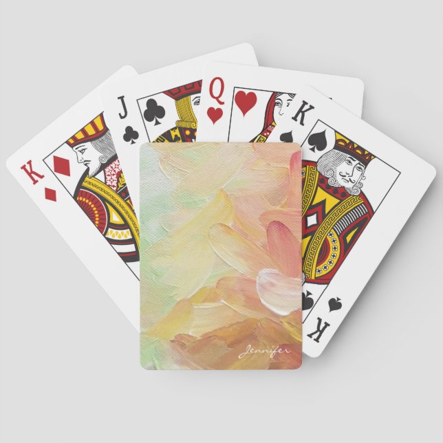 Modern Personlig Red Golden Teal Oil Paint Casinokort (Baksidan)