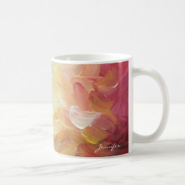 Modern Personlig Red Golden Teal Oil Paint Kaffemugg