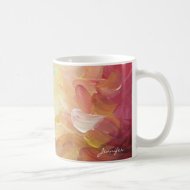 Modern Personlig Red Golden Teal Oil Paint Kaffemugg (Höger)