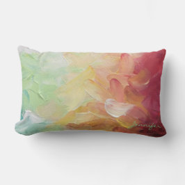 Modern Personlig Red Golden Teal Oil Paint Lumbarkudde