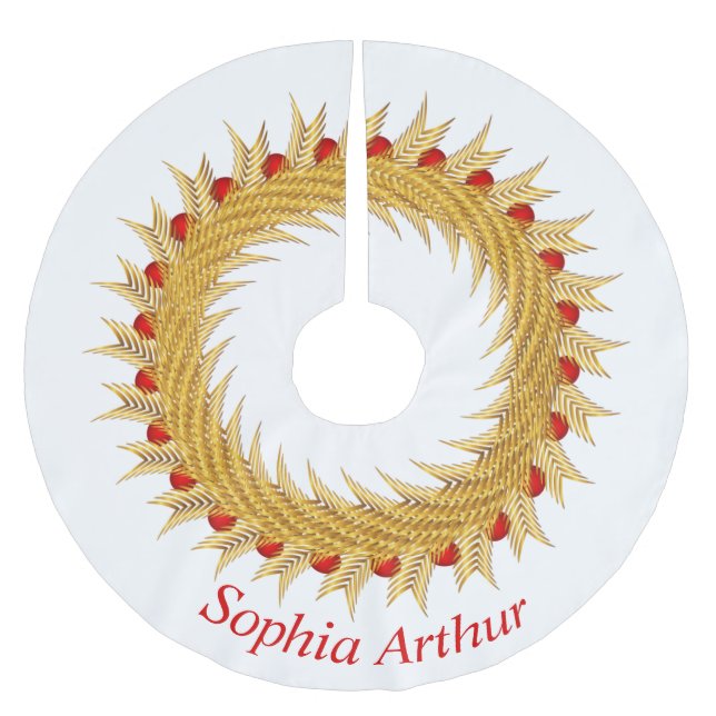 Modern Personlig Red Guld-andejul Julgransmatta Borstad Polyester (Framsidan)