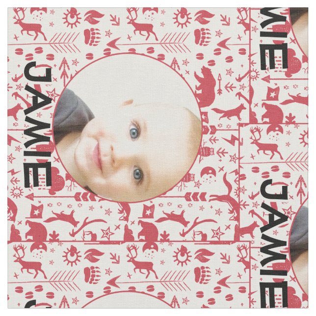 Modern Personlig Red Rustic Forest Ditt foto Tyg (Närbild)