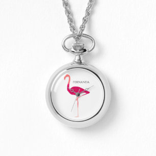 Modern Personlig Rosa Graphic Flamingo Motif Armbandsur