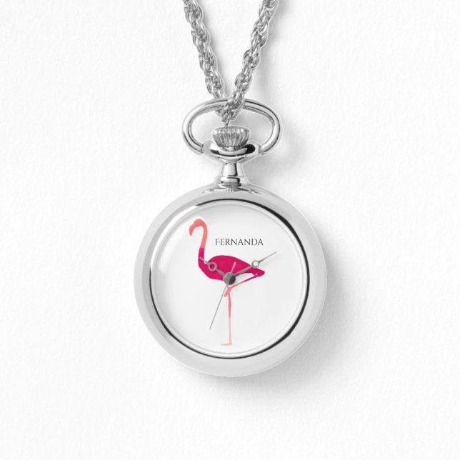 Modern Personlig Rosa Graphic Flamingo Motif Armbandsur (Framsida)