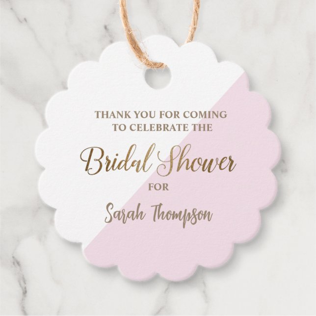 Modern Personlig Rosa Guld Bröllopsdusch Gåvor Etiketter (Framsida)