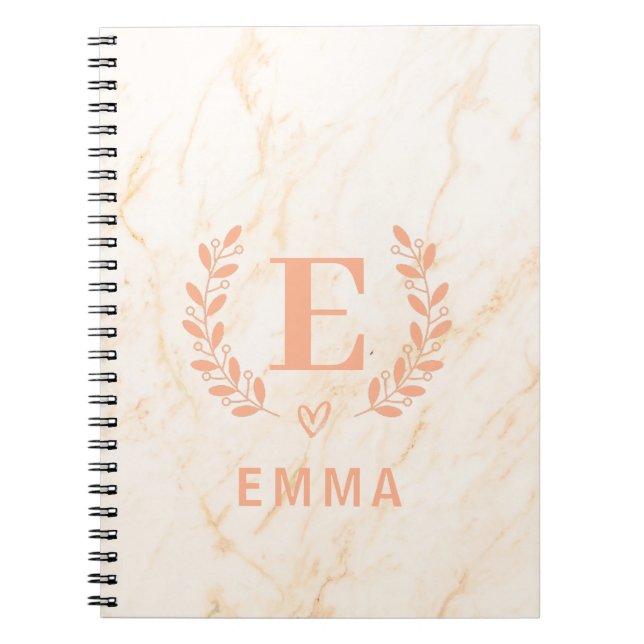 Modern Personlig Rosa Marble Namn & Kärlek Anteckningsbok (Framsidan)
