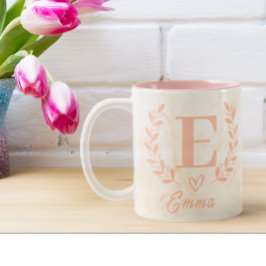 Modern Personlig Rosa Marble Namn & Kärlek Två-Tonad Mugg