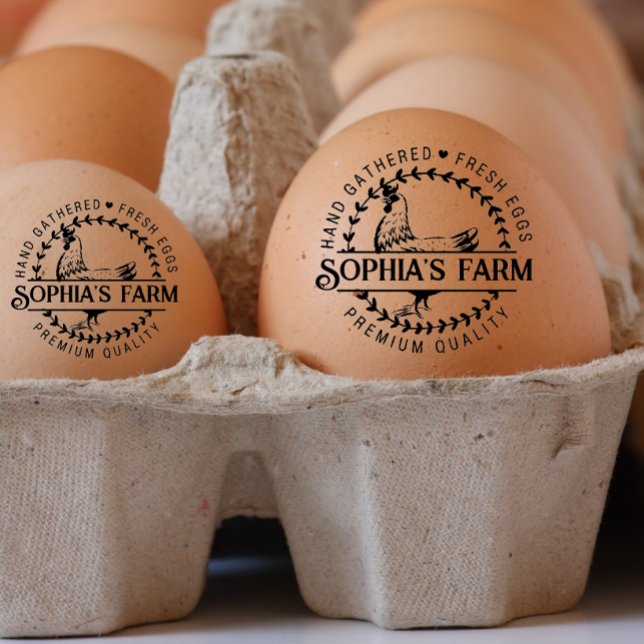 Modern Personlig Rustic Farm Fresh Owner Namn Stämpel (Modern personalized farm owner name egg stamp)