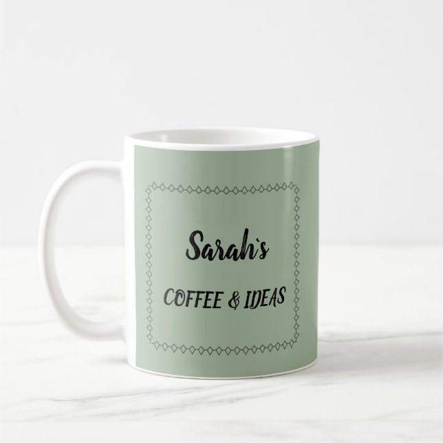Modern personlig salvia grön kaffemugg (Vänster)
