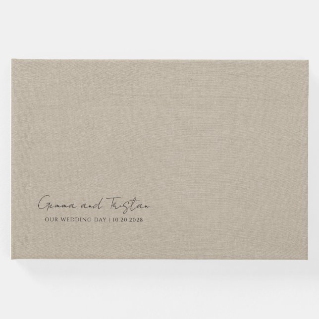 Modern personlig silvergrå falsk linne gästböcker (Framsida)