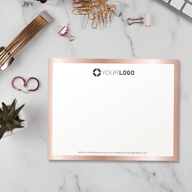 Modern personlig Stationery för logotyp i ro guld Tack Kort (Modern rose gold logo personalized Stationery Thank You Card)