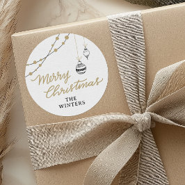 Modern personlig svart och guld jul runt klistermärke