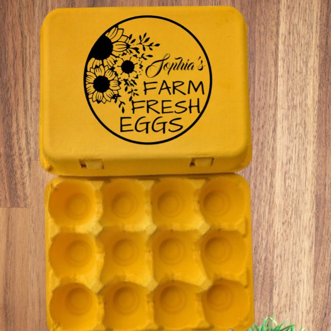 Modern Personlig - Svart text för servergruppen Na Stämpel (Modern personalized farmer name egg stamp)