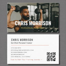 Modern Personlig Tränare Fitness Foto QR-kod Visitkort