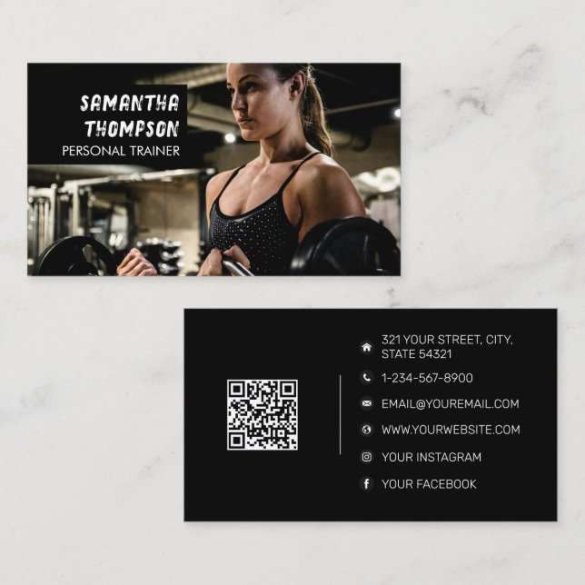 Modern personlig tränare Fitness Photo Distress Visitkort (Fram/baksida)