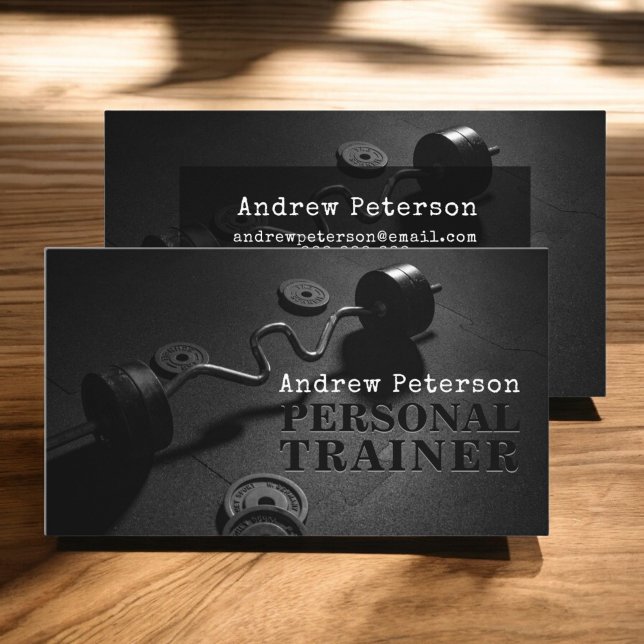 Modern personlig träning för svart träning visitkort (Modern black fitness personal trainer workout business card)