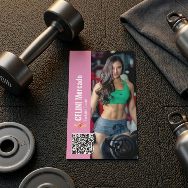 Modern personlig träningsduglighet med fotoföretag visitkort (Modern Personal Trainer Fitness with Photo Busines Business Card)