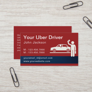 Modern Personlig Uber Driver QR Code Red Visitkort