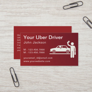 Modern Personlig Uber Driver QR Code Red Visitkort