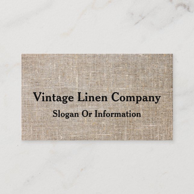 Modern Personlig Vintage Linen Kraft Visitkort (Framsida)