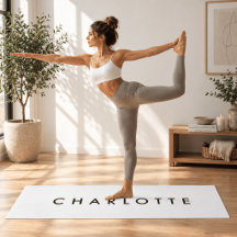 Modern Personlig Vit Namn Yoga Matta